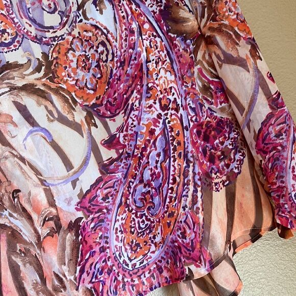 Chico’s sheer colorful open top - Picture 6 of 11